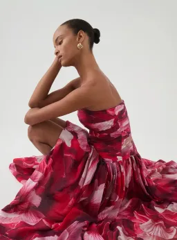 Aje Flora Gown Prismatic Floral Red  for rent on The Volte - image 2