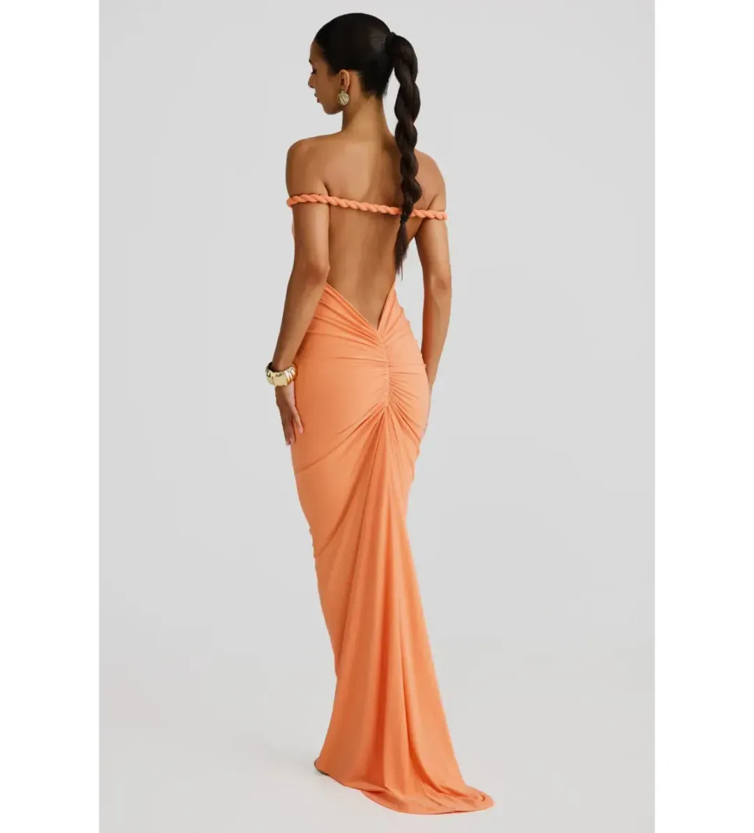 Melani The Label Maia Maxi Dress in Papaya Size XS  for rent on The Volte - main image
