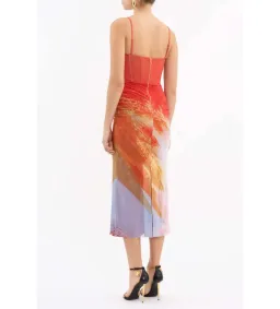 New REBECCA VALLANCE Frida Corset Midi Dress - Size 6 AU - Sunset Orange for rent on The Volte - image 5