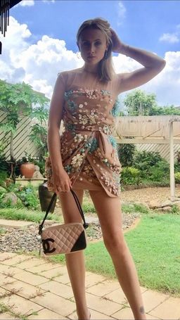 Blumarine 3D Floral Cocktail Dress Nude Size 6 for rent on The Volte - image 4