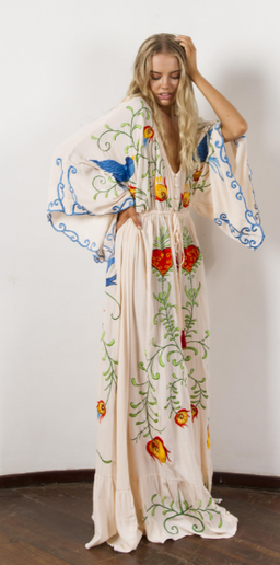 Fillyboo Strange Magic embroidered maternity dress - Light Blush  for rent on The Volte - image 3