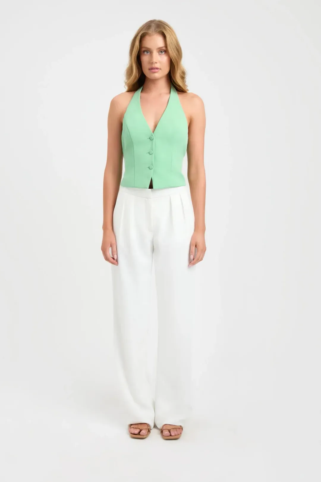Kookai Ariel Vest Top & Core Mini Skirt Set Foliage Green Size 8-10 — Races, Wedding Guest, Cocktail for rent on The Volte - main image