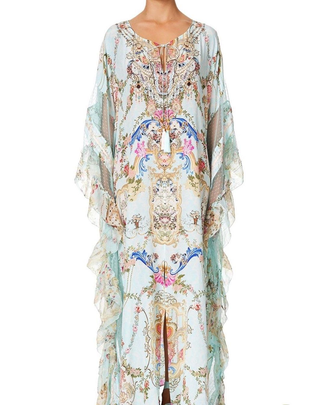 Camilla Kaftan With Lace Frill Panels Print Size 10 for rent on The Volte - main image