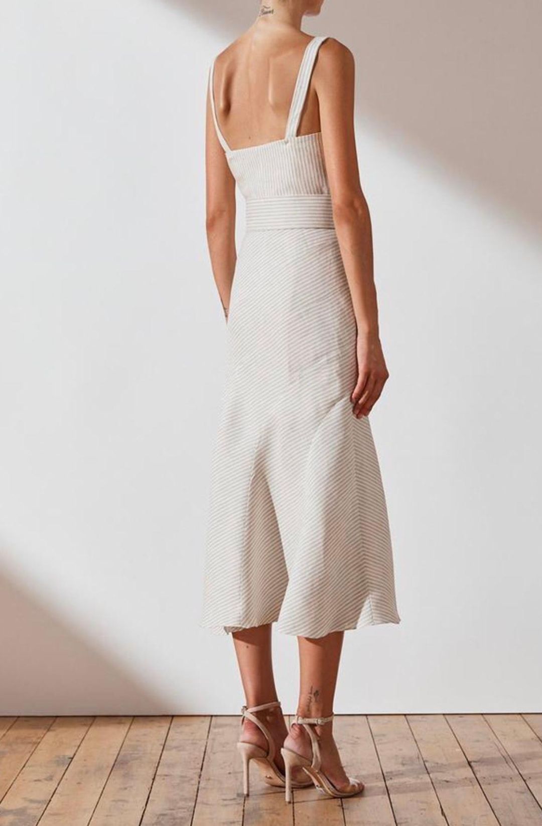 Shona Joy Shaw Linen Contour Panel Midi Dress for rent on The Volte - main image