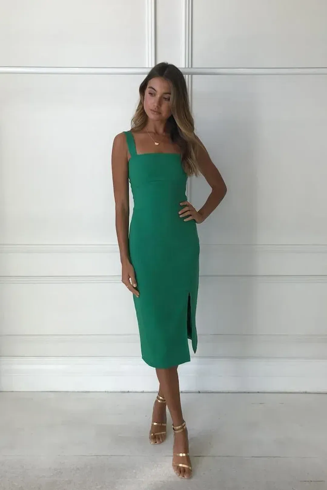 By Nicola Printemps Midi Dress Palm Green Size 8 for rent on The Volte - main image