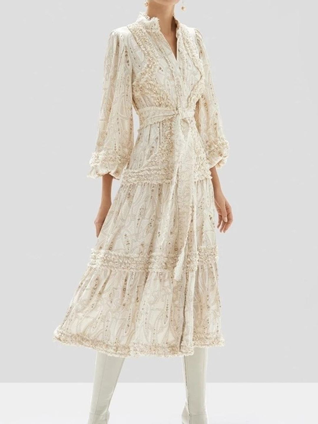Alexis Rozalya Dress Cream Paisley Size 8 for rent on The Volte - main image