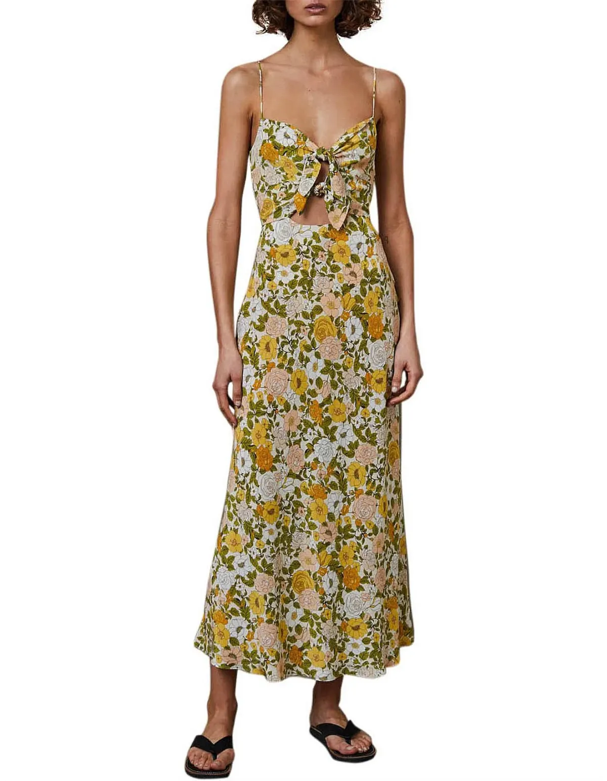 Bec & Bridge Brady Sleeveless Cut Out Midi Dress Floral Size 12 for rent on The Volte - main image