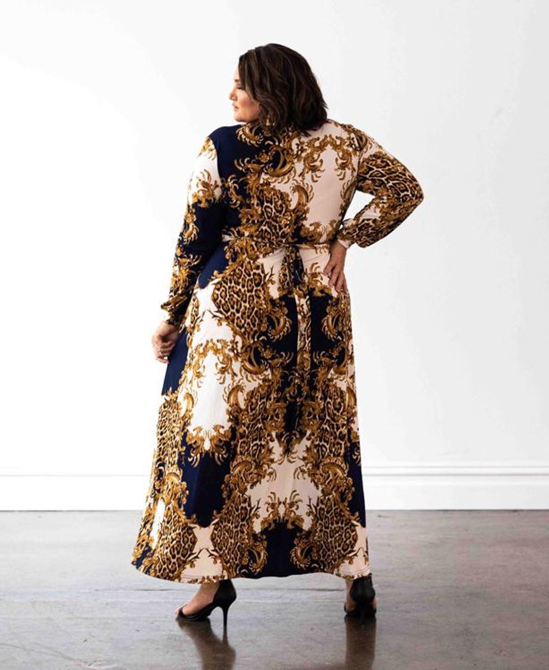 Mónica The Label Baroque Print Wrap Dress Size 20 for rent on The Volte - main image