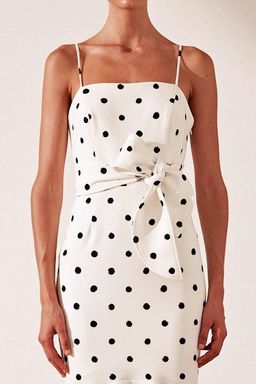 Shona Joy Abigail Trumpet Midi Black & White Polka Dot Size 8 for rent on The Volte - image 3