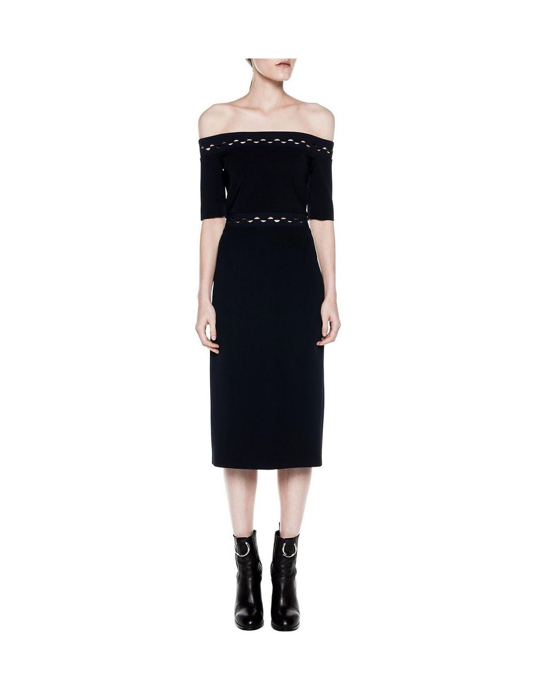 Dion Lee Eclipsed Lace Shoulderless Dress Navy Size 8 for rent on The Volte - main image