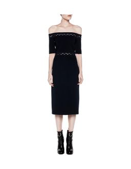 Dion Lee Eclipsed Lace Shoulderless Dress Navy Size 8 for rent on The Volte - image 1