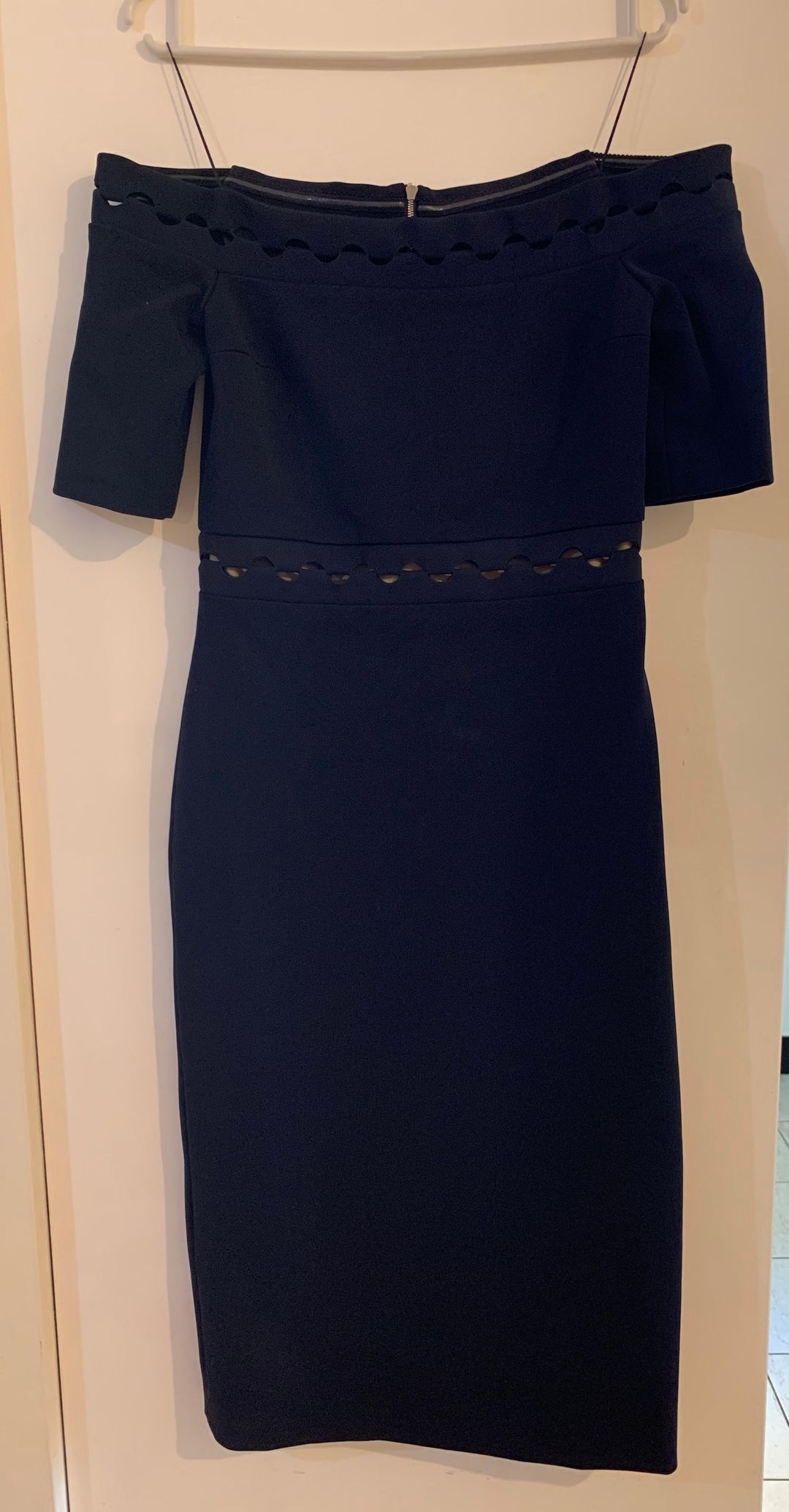 Dion Lee Eclipsed Lace Shoulderless Dress Navy Size 8 for rent on The Volte - main image