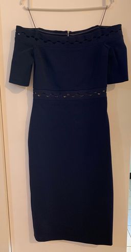 Dion Lee Eclipsed Lace Shoulderless Dress Navy Size 8 for rent on The Volte - image 4