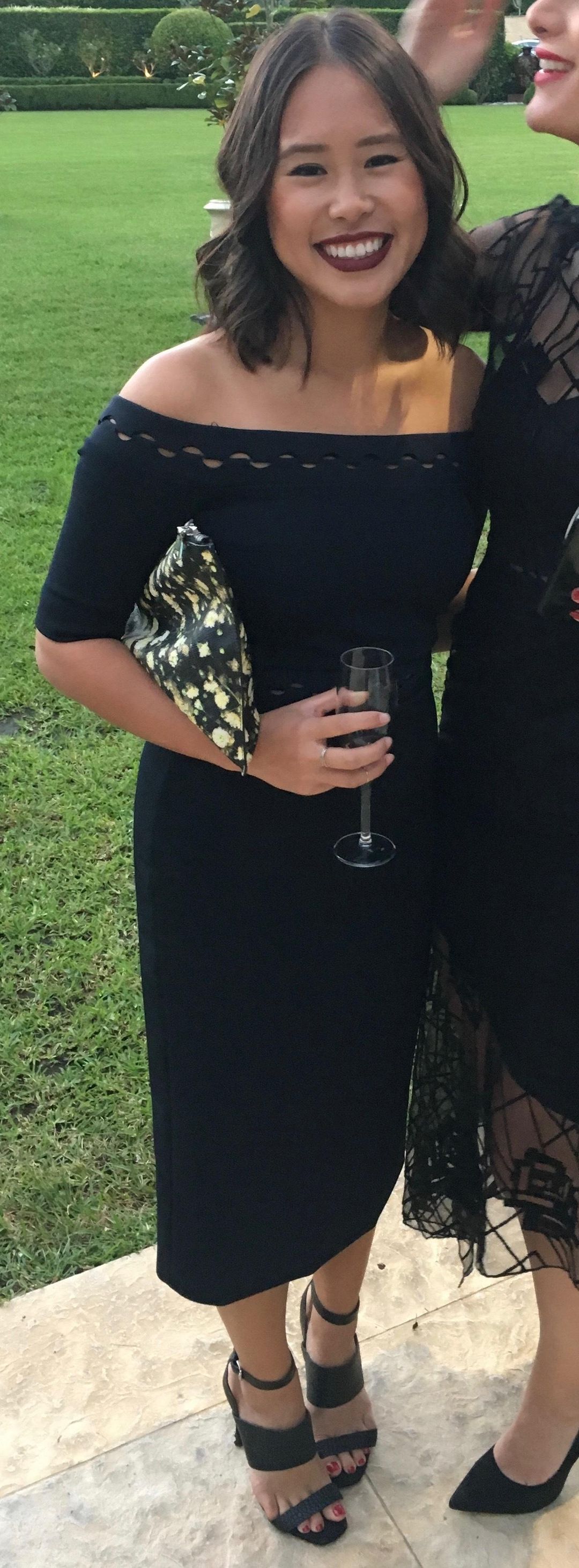 Dion Lee Eclipsed Lace Shoulderless Dress Navy Size 8 for rent on The Volte - main image