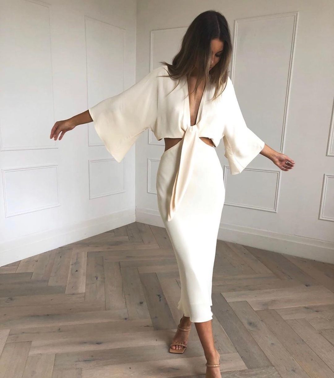 Shona Joy Lautner Tie Front Midi Dress Size 10 for rent on The Volte - main image