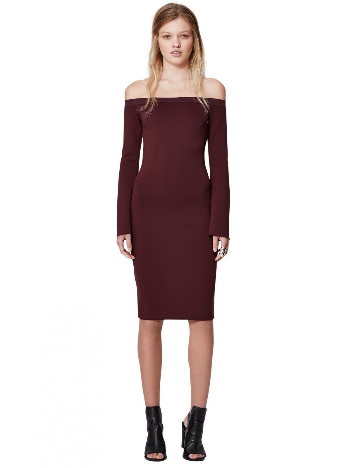 Bec and Bridge Banditti Off Shoulder Dress Claret for rent on The Volte - main image