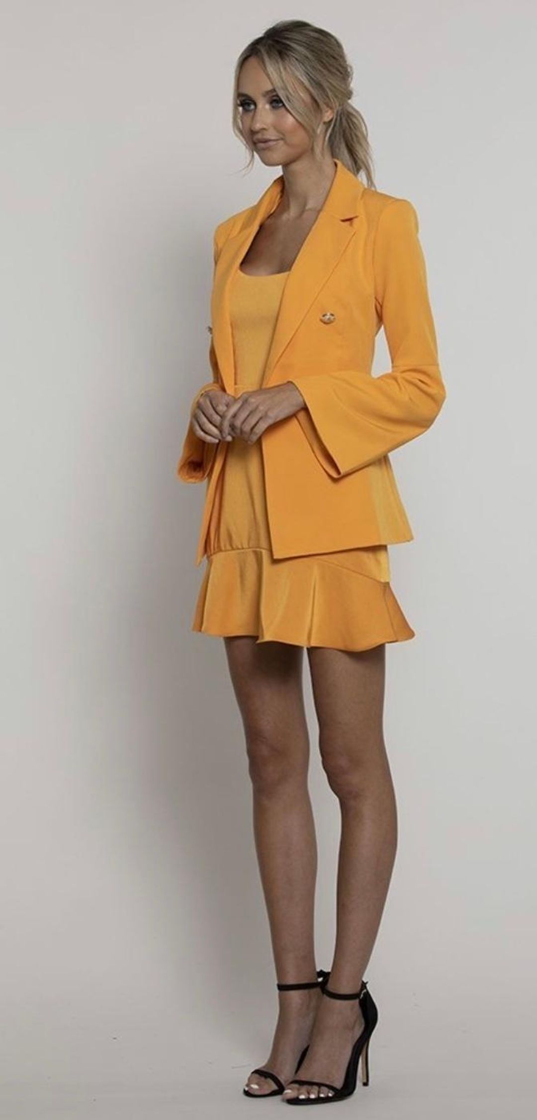 Bariano Cuba Libre Frill Mini & Vermouth Jacket Set Yellow Size 10 for rent on The Volte - main image