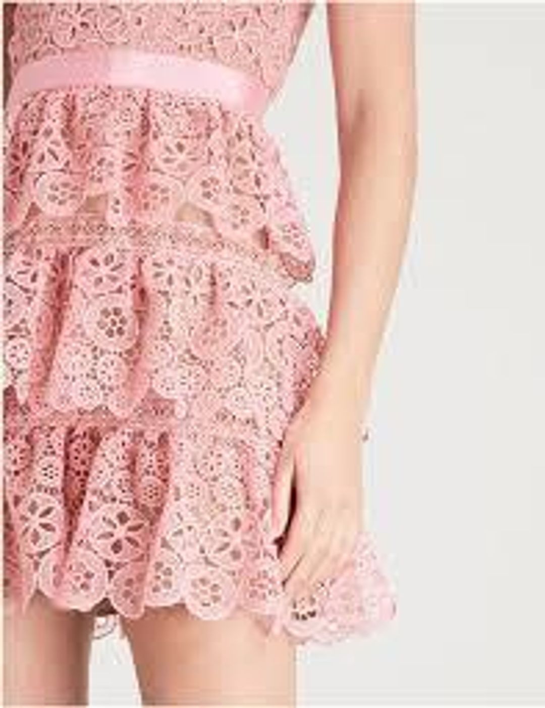 Self Portrait Pink Tiered Mini Dress pink size 8 for rent on The Volte - main image