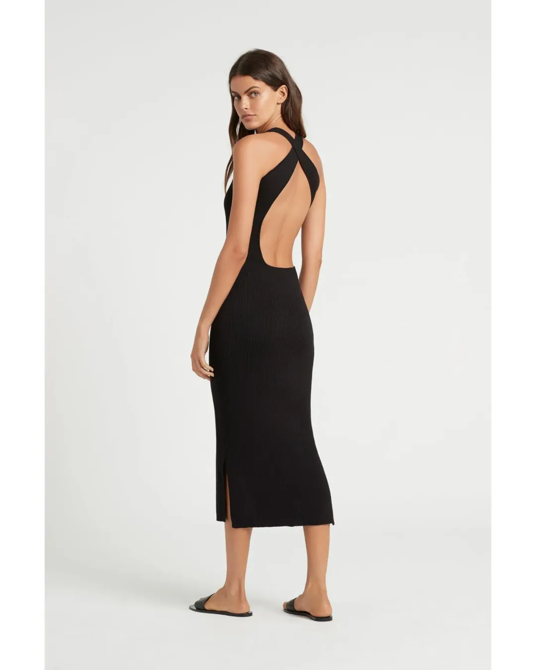 Sir The Label Marcelle Open Back Midi Dress Black Size AU 8 for rent on The Volte - main image