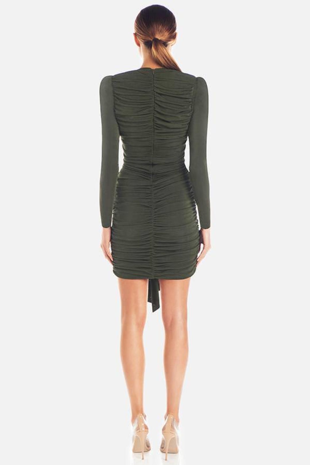 MISHA Paola Mini Dress Khaki Size 10/M for rent on The Volte - main image