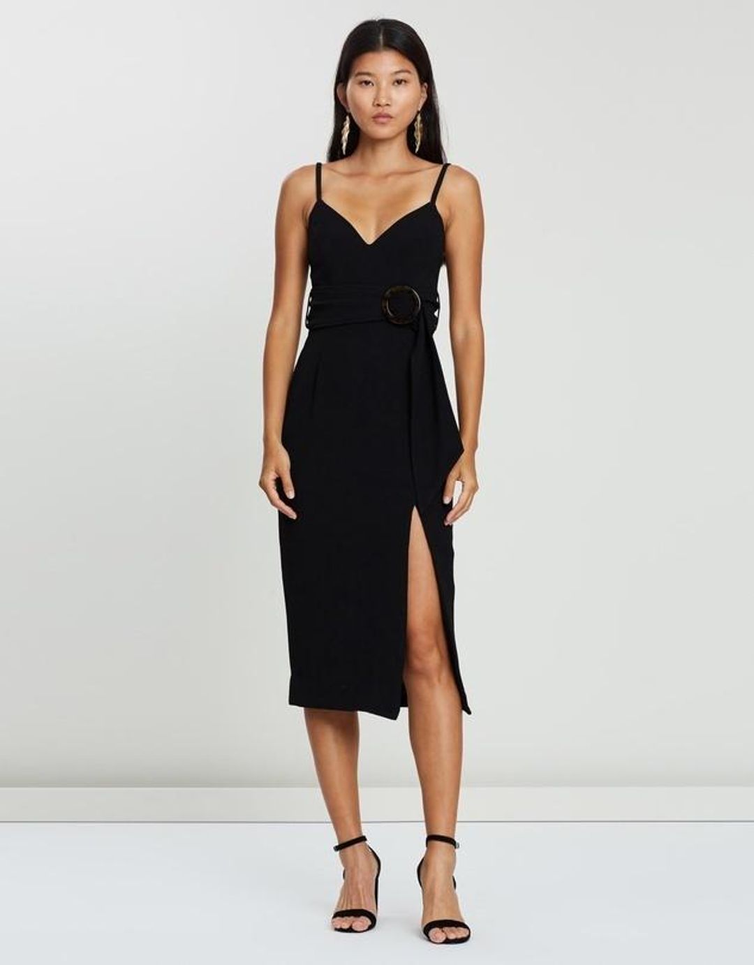 Shona Joy Fitted Cocktail Dress with Belt Black 10 for rent on The Volte - main image