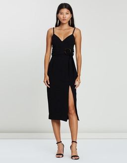 Shona Joy Fitted Cocktail Dress with Belt Black 10 for rent on The Volte - image 1