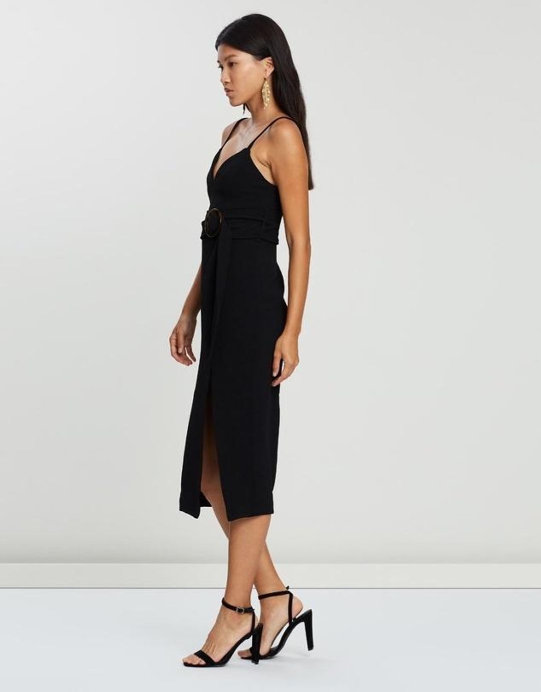 Shona Joy Fitted Cocktail Dress with Belt Black 10 for rent on The Volte - main image