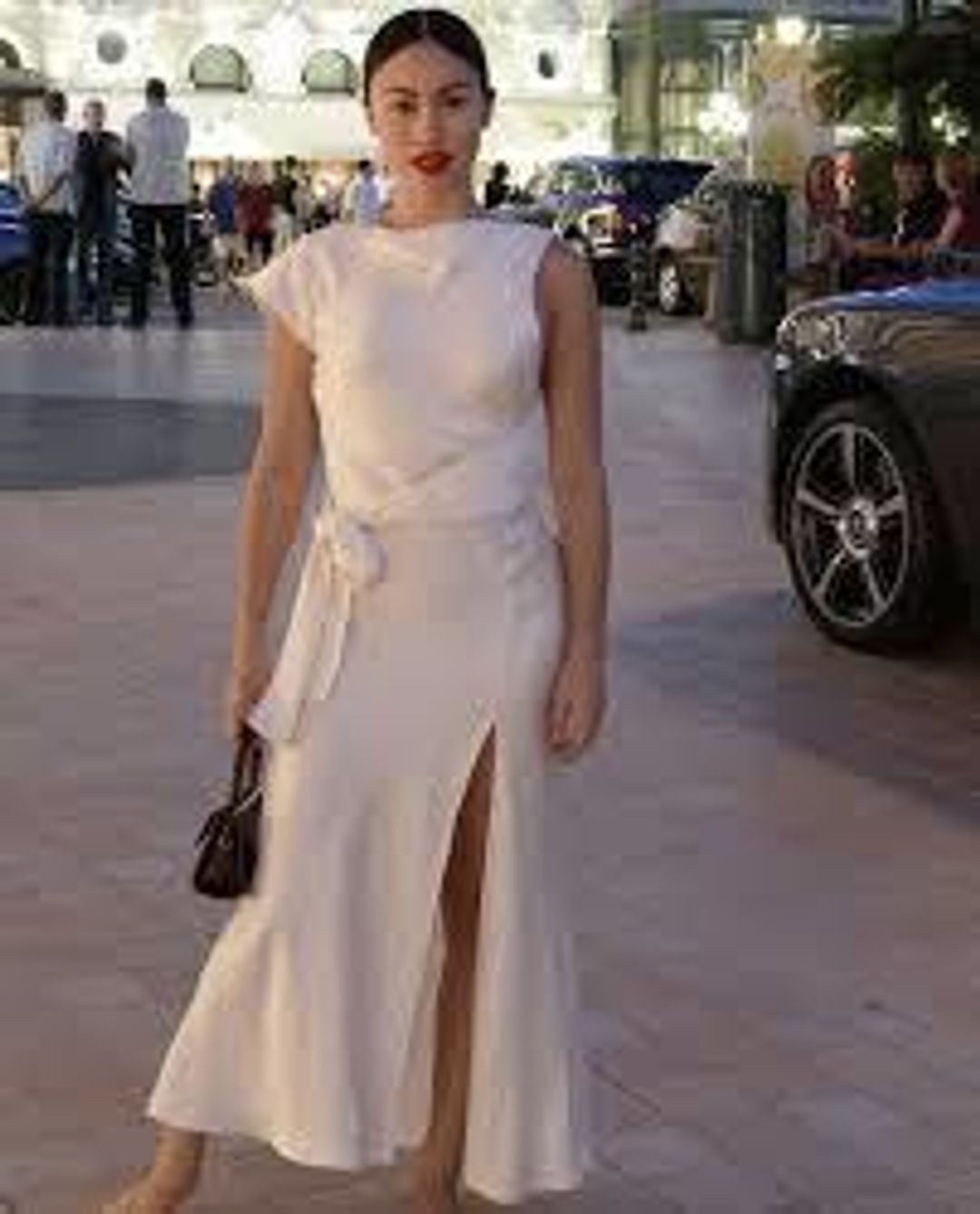 Bec & Bridge | Piper Asym Midi Dress in Ivory | Size 14 for rent on The Volte - main image