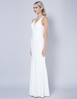 Bariano Gem Racerback Crepe Gown white Size 6 for rent on The Volte - image 2