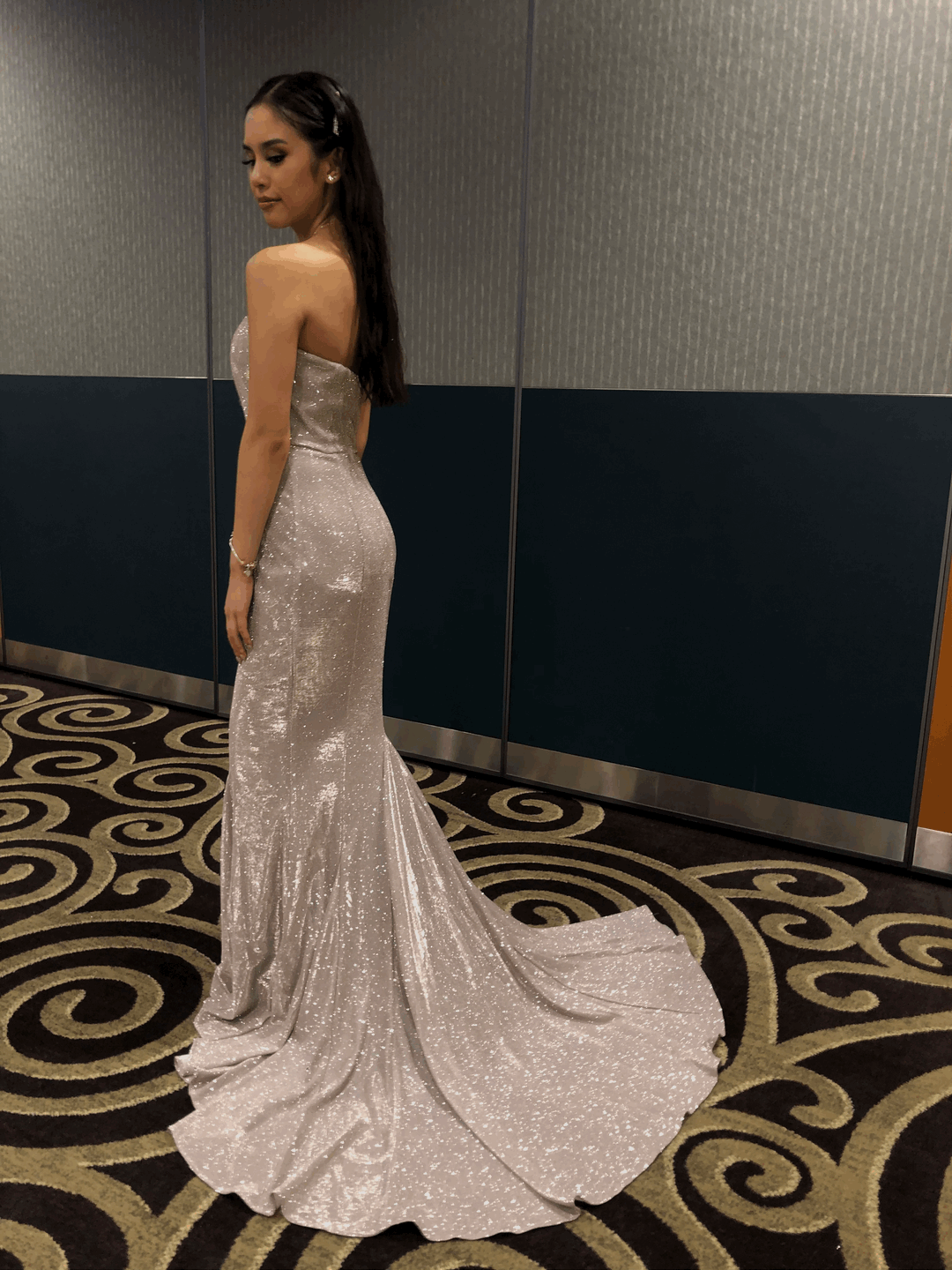 Jadore Celeste Gown Silver Size 4 for rent on The Volte - main image