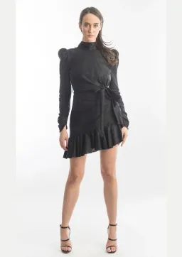 Zimmermann Asymmetric Flounce Mini Dress Black Size 6 for rent on The Volte - image 1