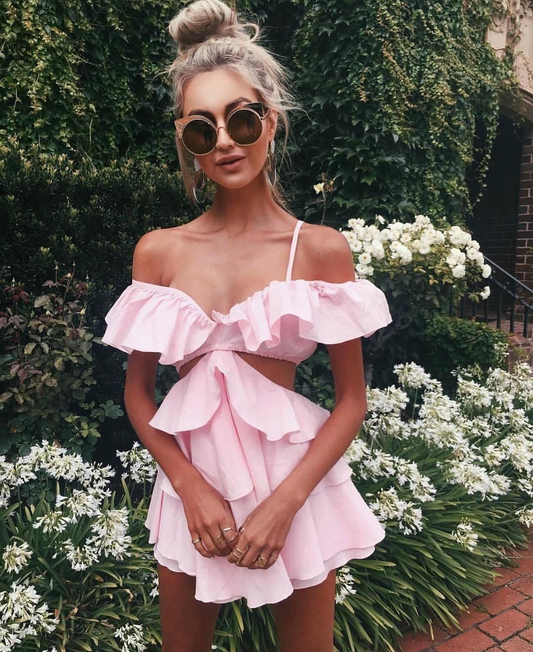 SOFIA THE LABEL | Rose Dress in Baby Pink | Size 6 for rent on The Volte - main image