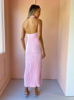 L'IDEE | Soiree Pleated Halter Dress in Pink | Size 10 for rent on The Volte - image 3