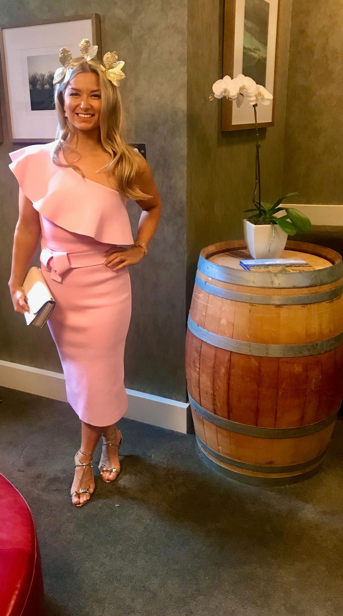 Scanlan Theodore Crepe Knit Ruffle Dress Pink Size 10 for rent on The Volte - main image