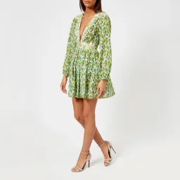 Zimmermann Golden Plisse Mini Dress Lemonade Acid Floral Size 6 for rent on The Volte - image 1