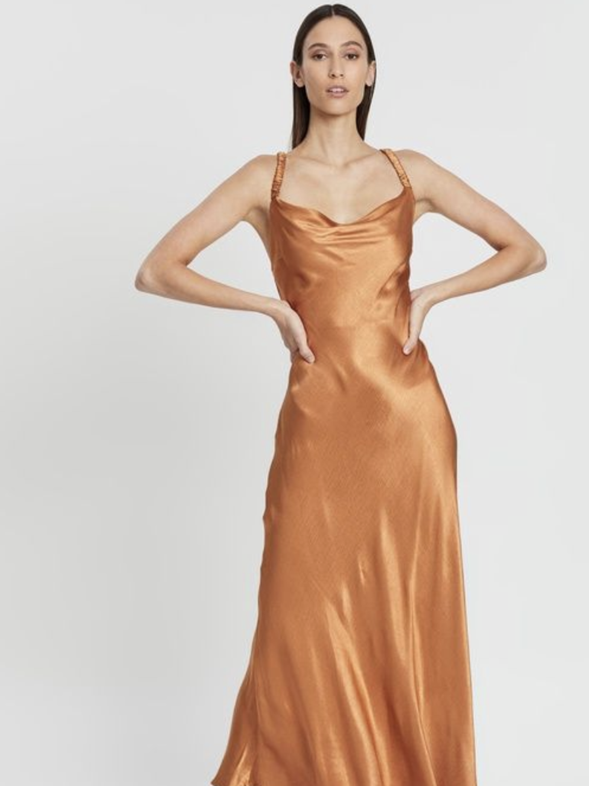 Bec & Bridge Lani midi dress gold size 6 for rent on The Volte - main image