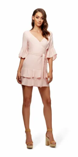 Kookai Shoreline Frill Wrap Dress Pink Size 12 for rent on The Volte - image 1