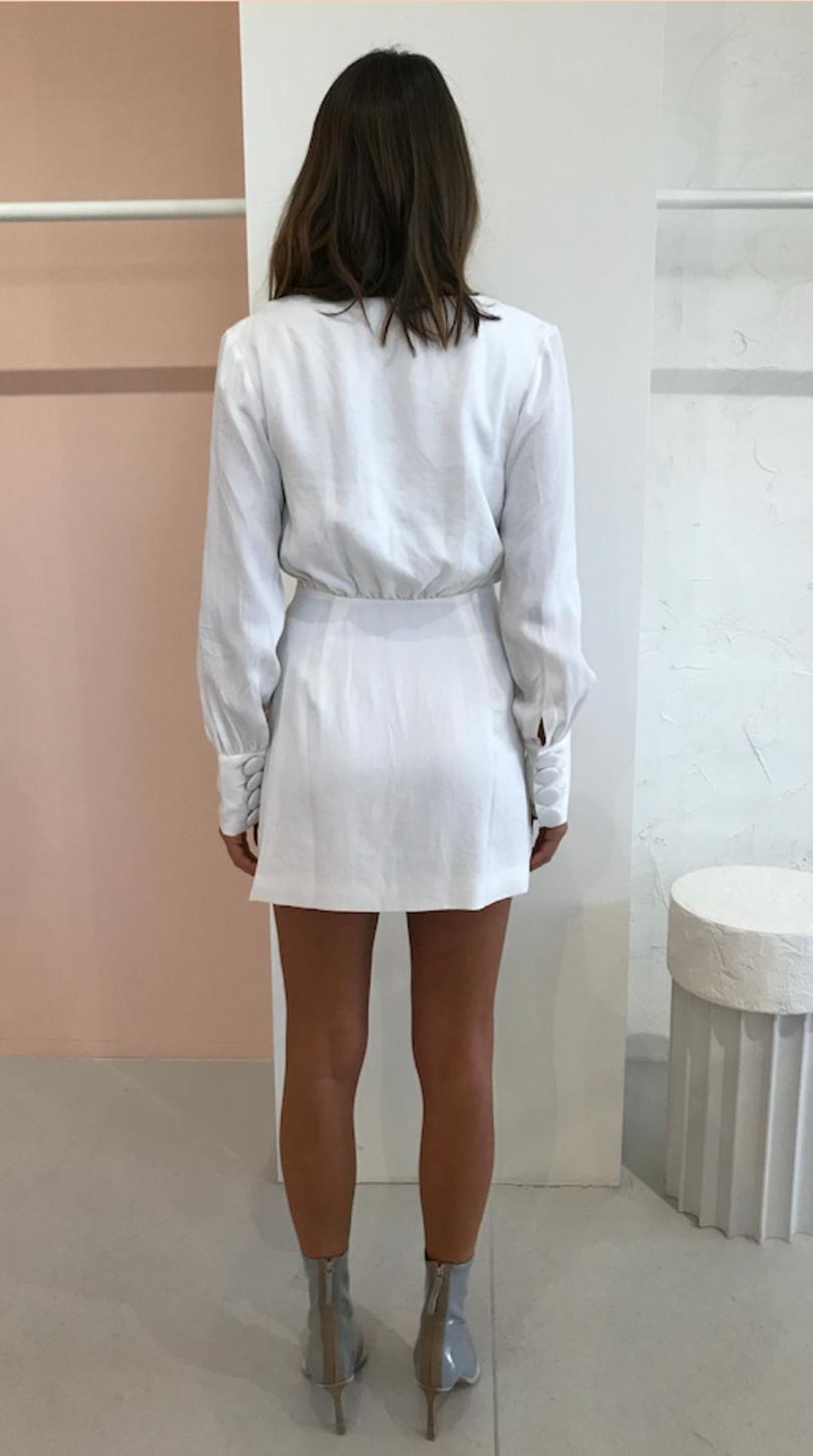 THIRD FORM MOVE ON LS MINI DRESS IN OFF WHITE for rent on The Volte - main image