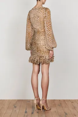 Shona Joy Ghetty Plunged Ruched Mini Dress Animal Print Size 6 for rent on The Volte - image 2