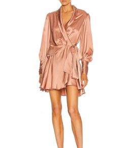 Zimmermann Silk Wrap Mini Dress Pink for rent on The Volte - image 2