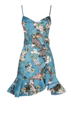 Nicholas Ariel blue floral ruffle mini cocktail dress  for rent on The Volte - image 8