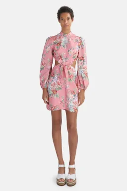 Zimmermann Bellitude Bow Front Mini Dress Pink Size 1 / Au 10 for rent on The Volte - image 1