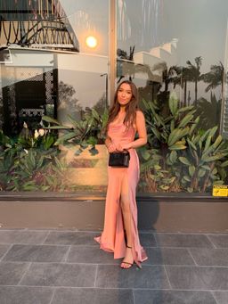 Jonathan Simkhai Long Flared Cowl Neck Charmeuse Slip Dress Pink Size 6 for rent on The Volte - image 4