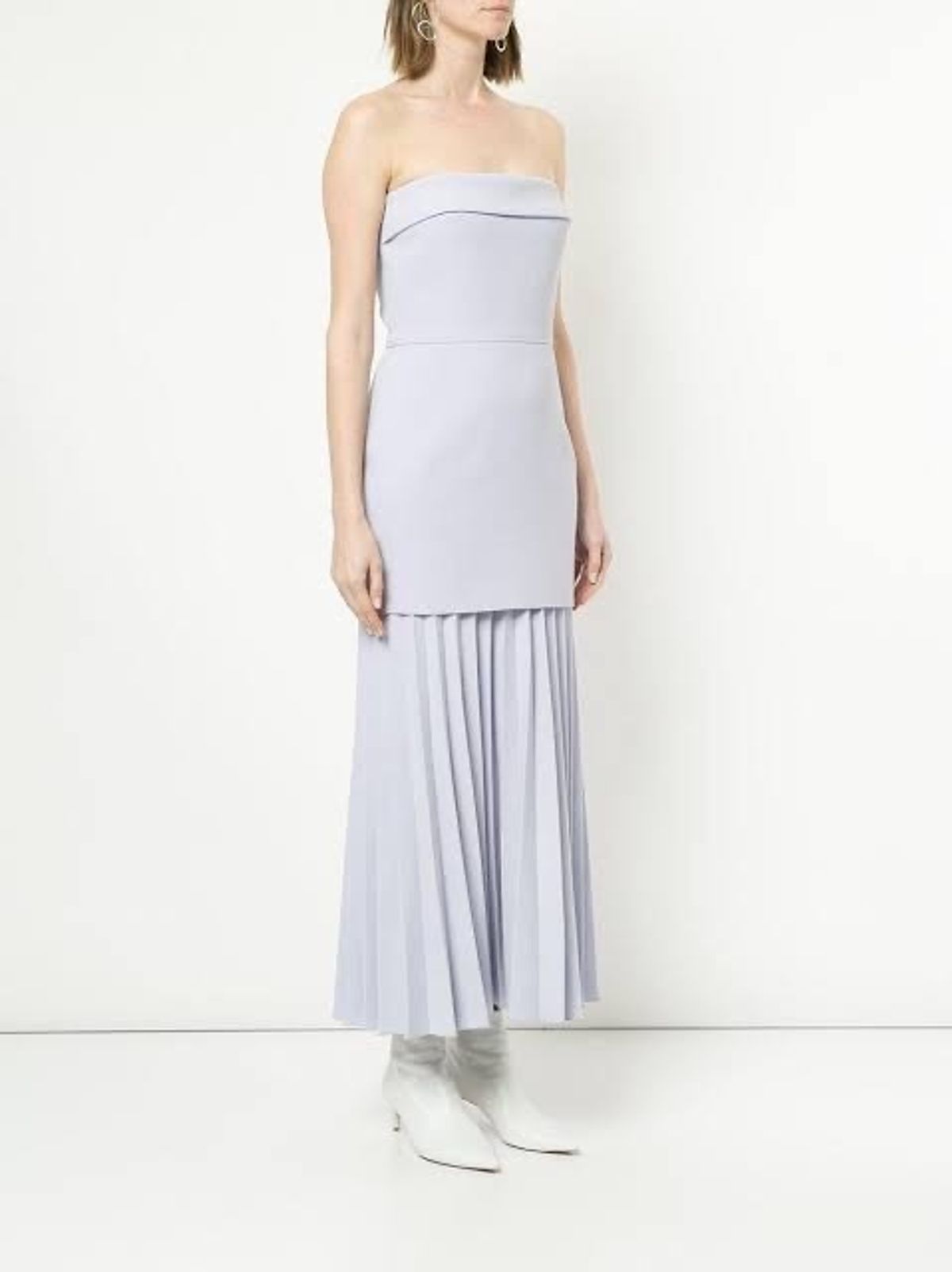 LINEAR CREPE PLEAT STRAPLESS DRESS for rent on The Volte - main image