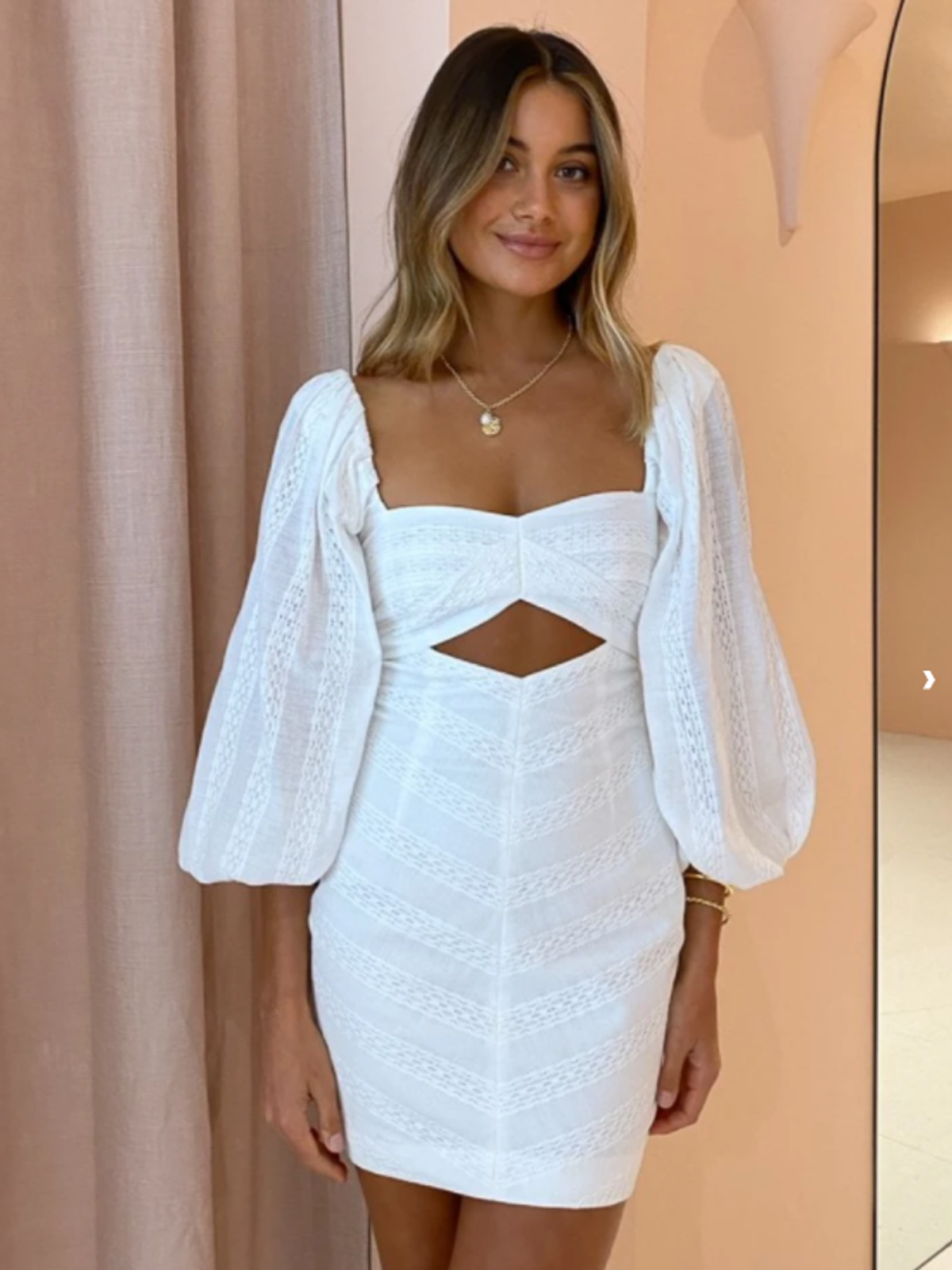 Bec & Bridge Romantique Mini Dress Ivory Size 10 for rent on The Volte - main image