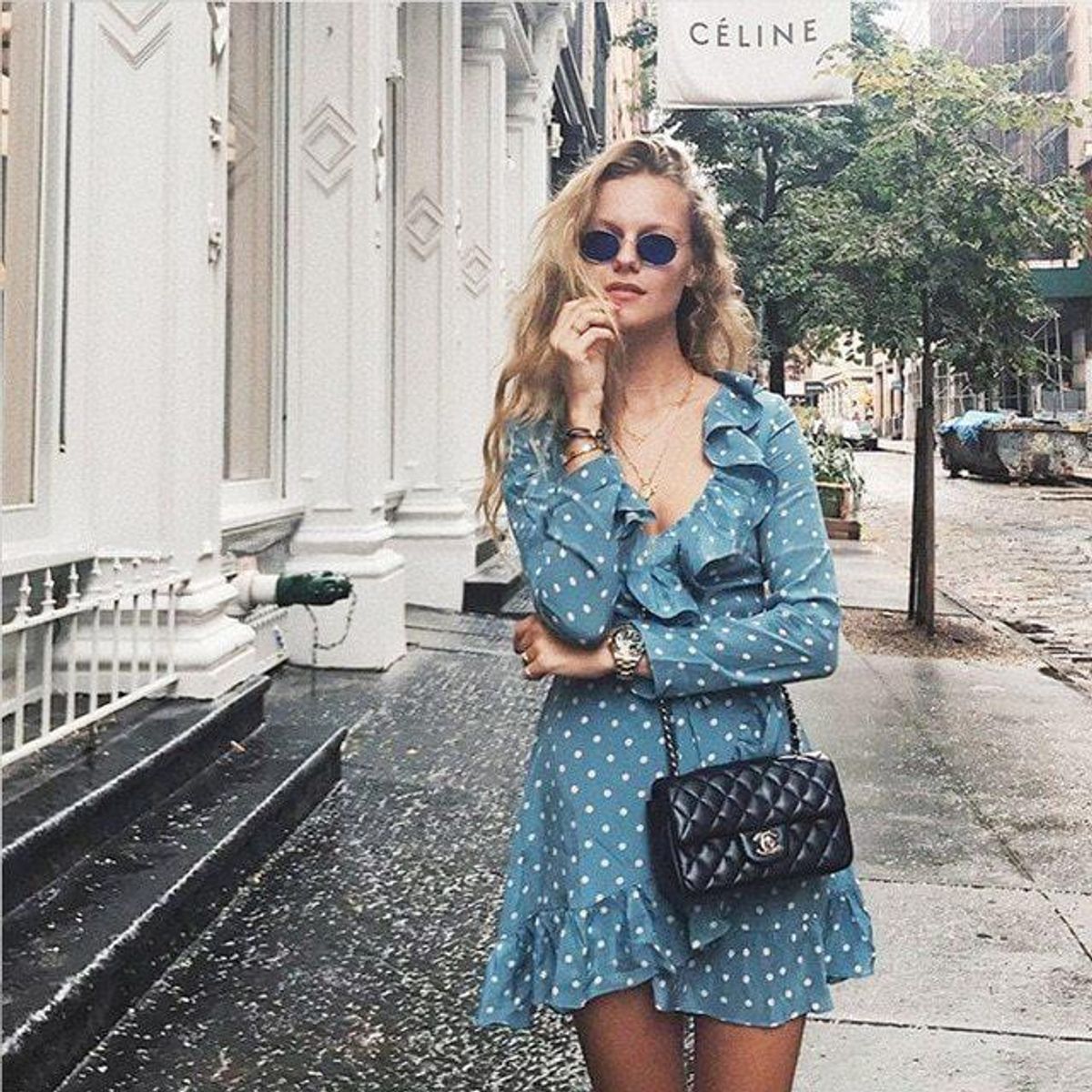 Realisation Par Dusty Blue Polka Dot Dress for rent on The Volte - main image