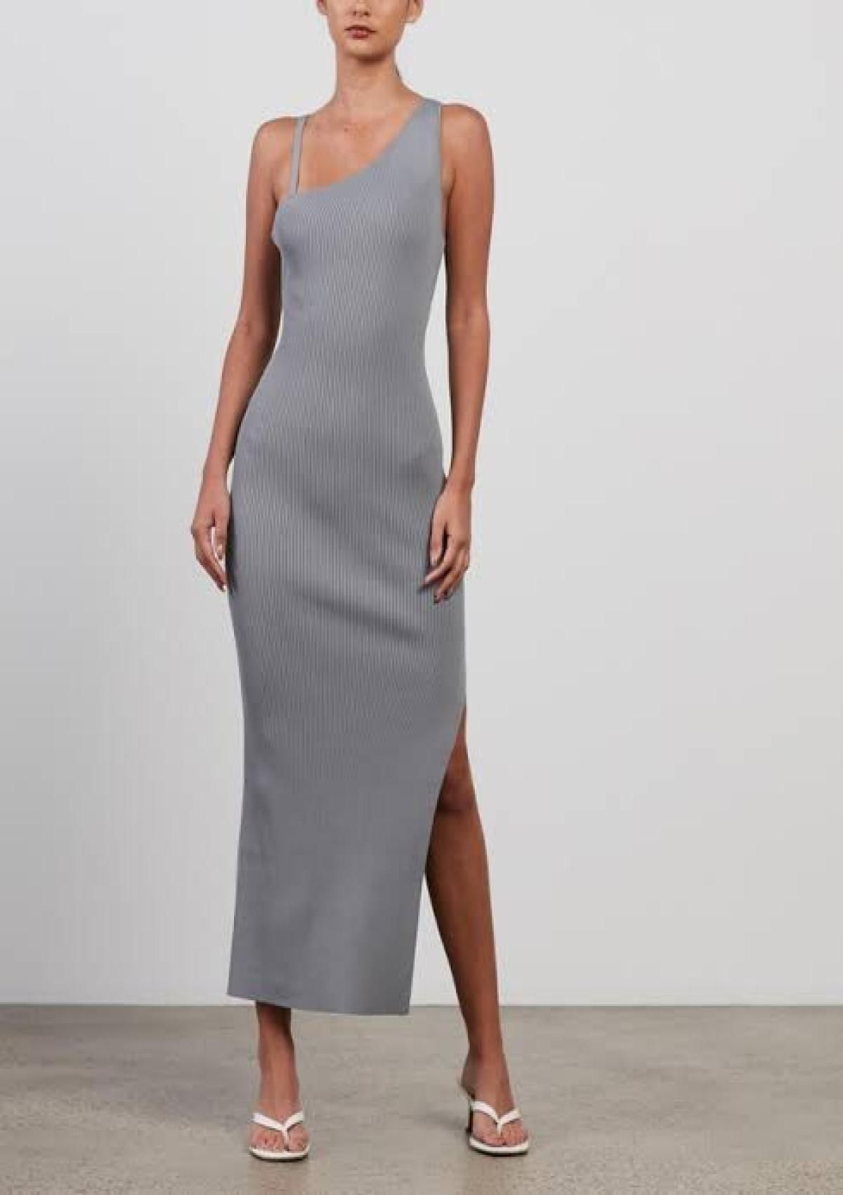 Bec & Bridge Harper Knit Asymmetric Dress Blue Size 10 for rent on The Volte - main image