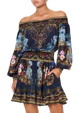 Camilla Off Shoulder Short Dress Fields of Treasure Print Size 14 for rent on The Volte - image 3