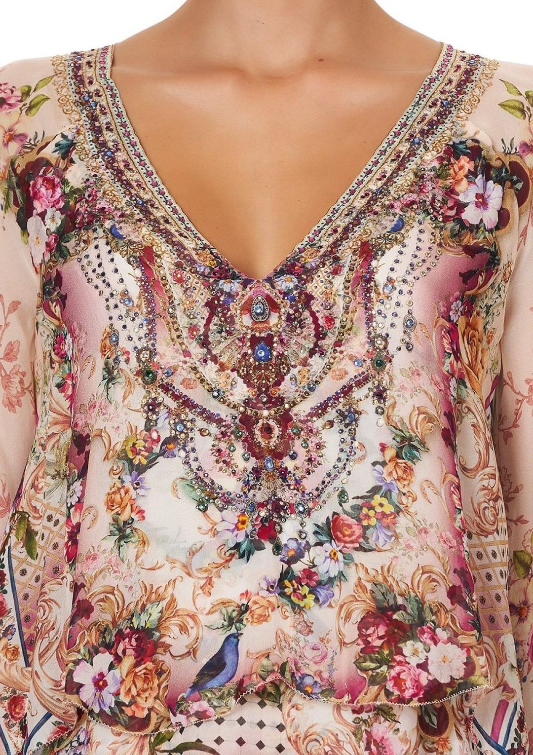 Camilla Layered Frill Short Dress Summoned By a Rose Print Size 12 for rent on The Volte - main image