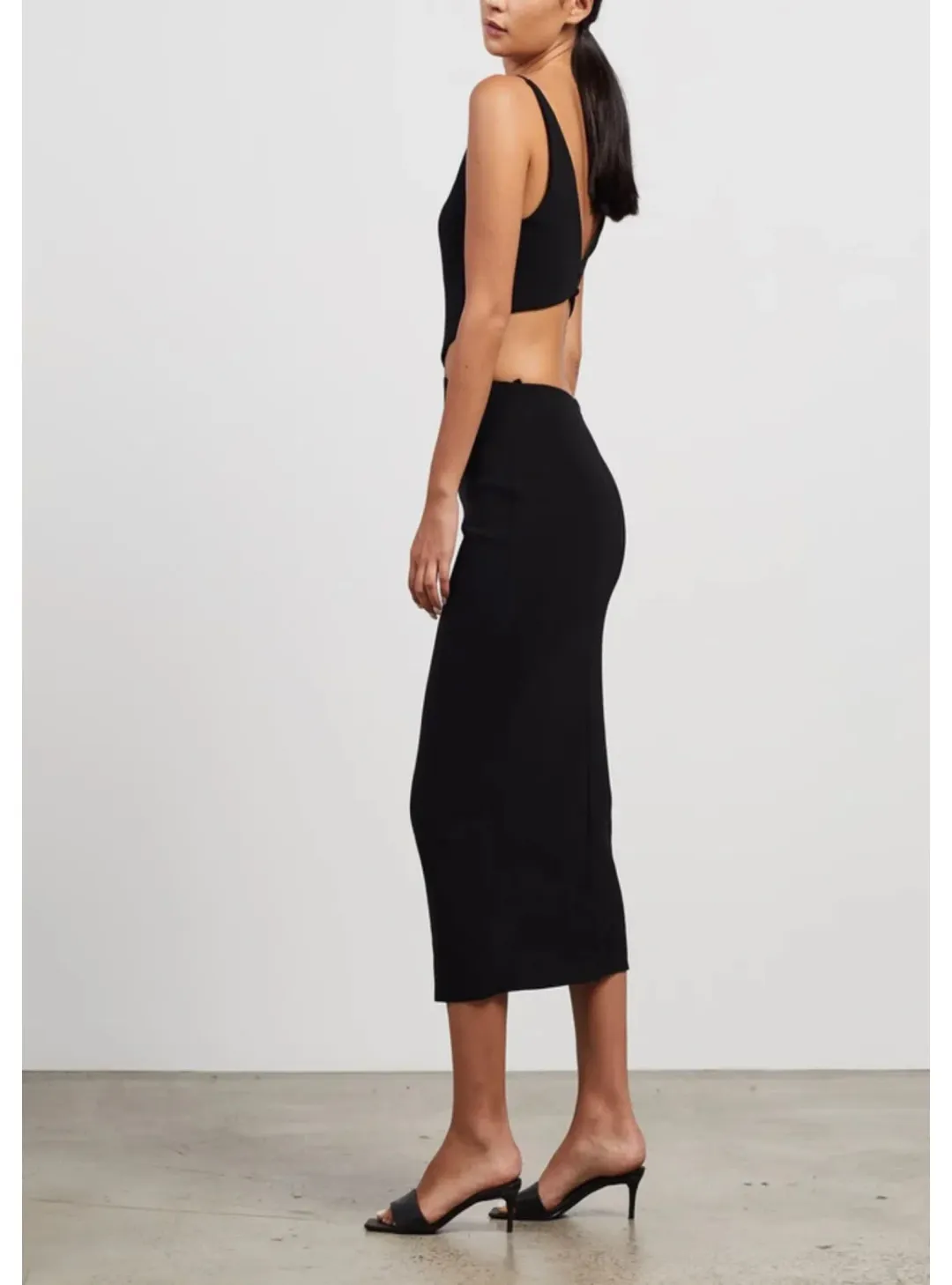 Bec & Bridge Scout Cut Out Midi Dress Black Size AU 8 for rent on The Volte - main image